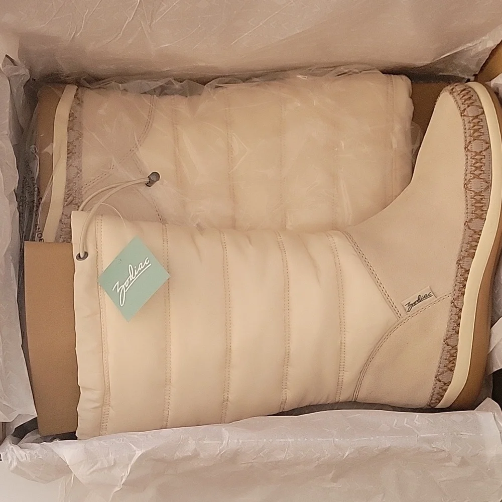 Zodiac Cream Winter Puffer & Suede Tall Boots